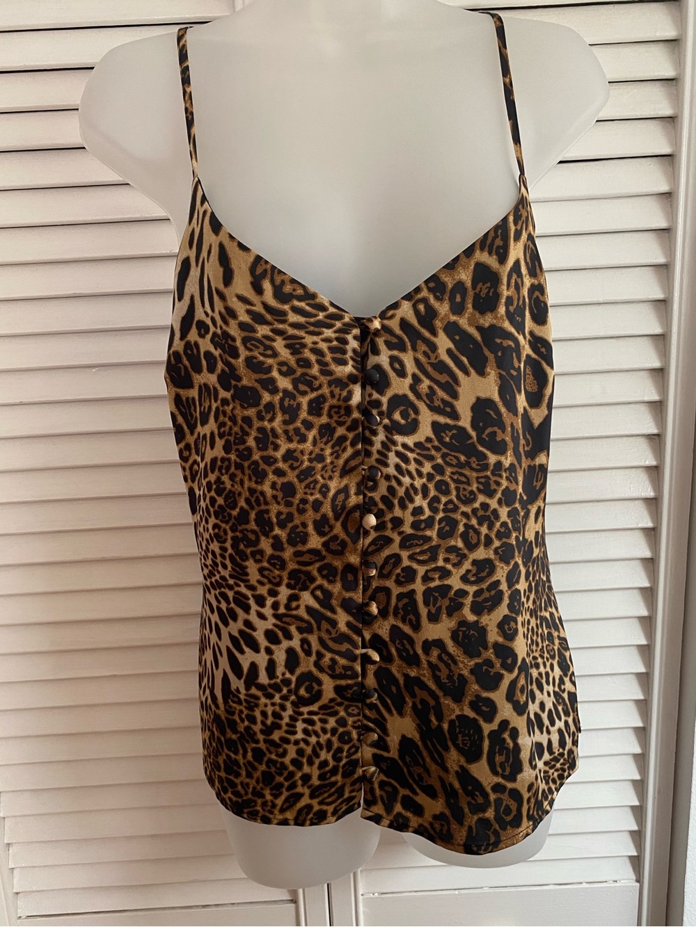 Leopard Satin Button-Front Cami Top